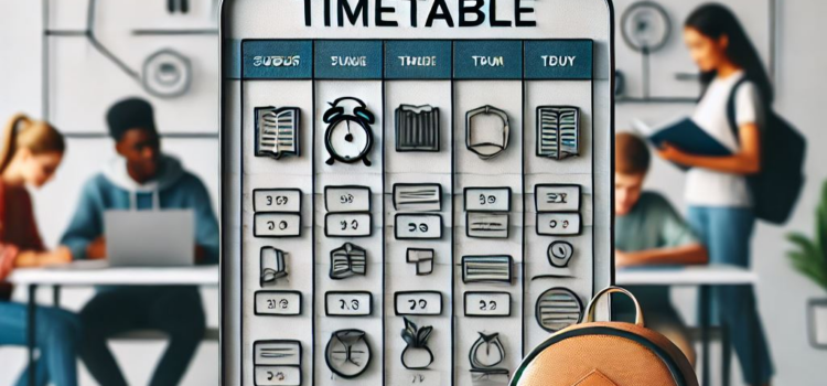 Stundenplan für Schüler*innen: Strukturierter Überblick über den Unterrichtsablauf und die Fächerverteilung.